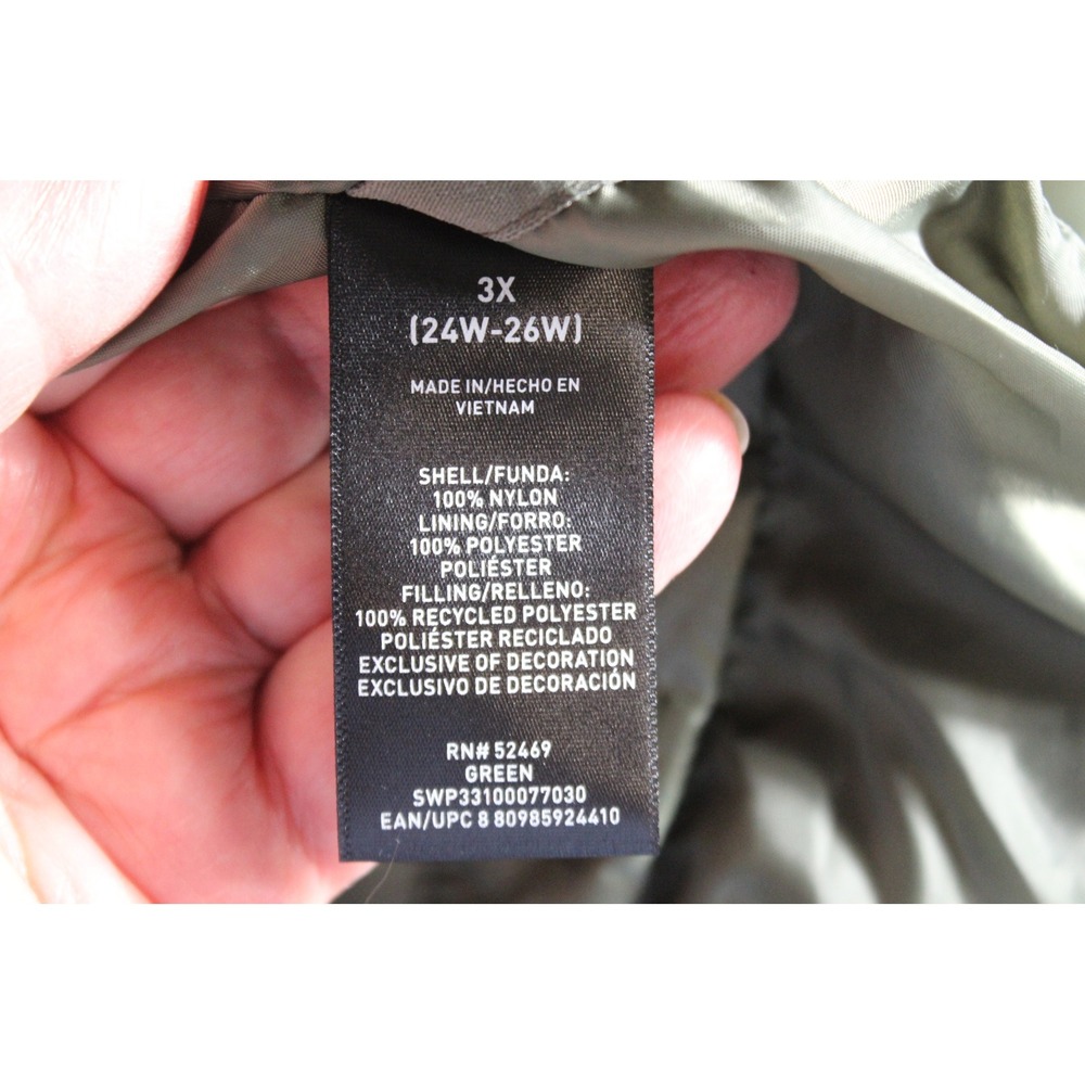 Swiss Tech Women 3X Puffer Jacket Sage Green Hooded Quilted Parka SWP33100077030 - Picture 6 of 8